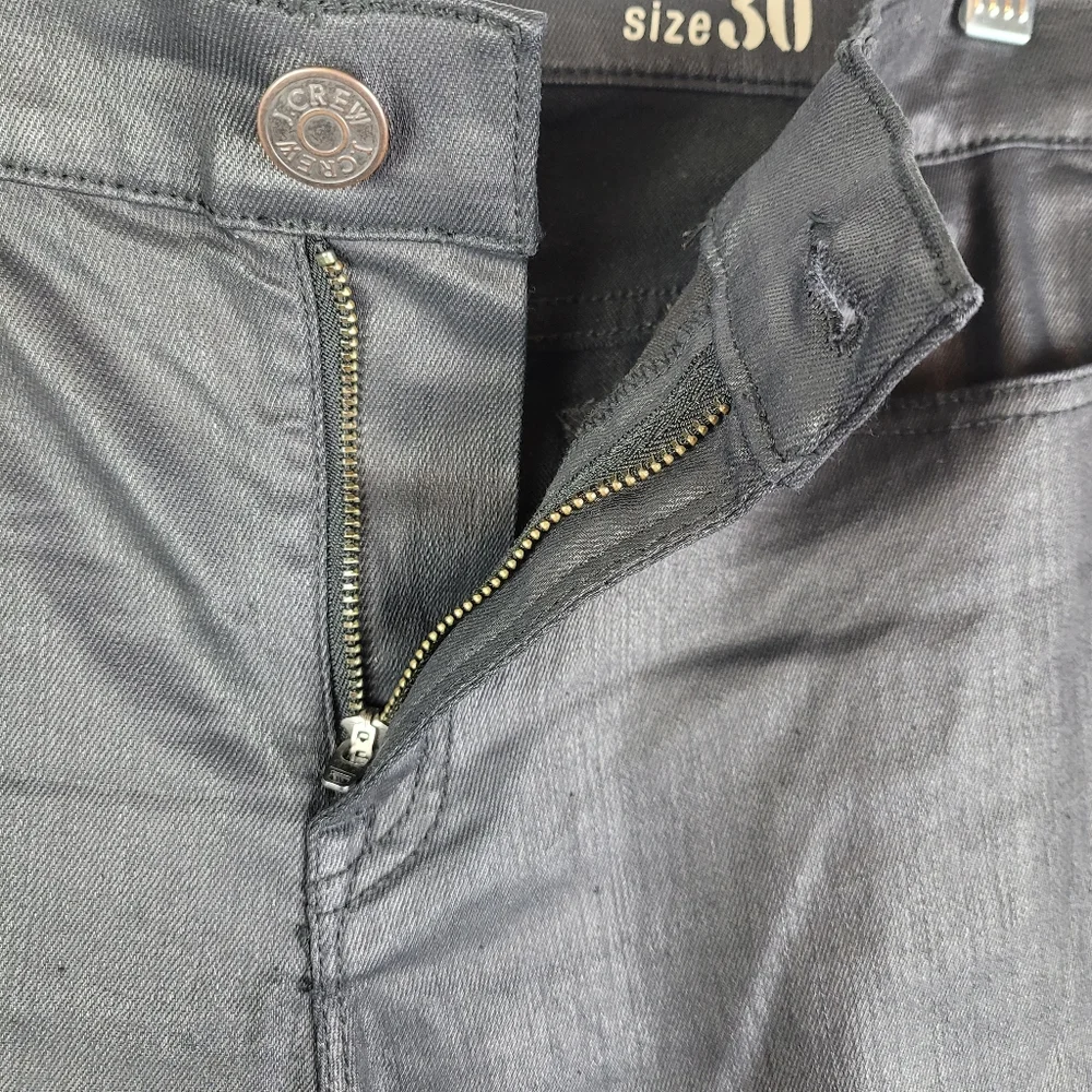 J. Crew Black Coated Front Denim Toothpick Skinny Jeans Womens Size 30